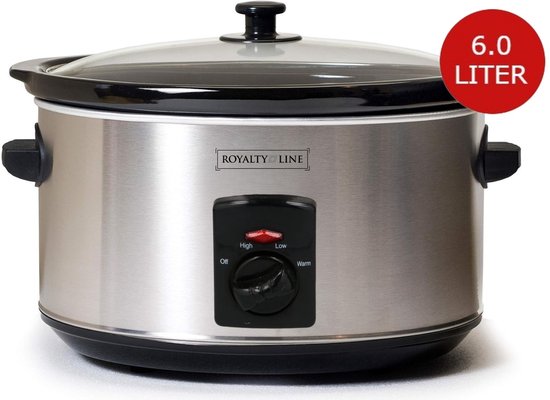 Royalty Slow Cooker 6L RVS 320W met Warmhoudfunctie