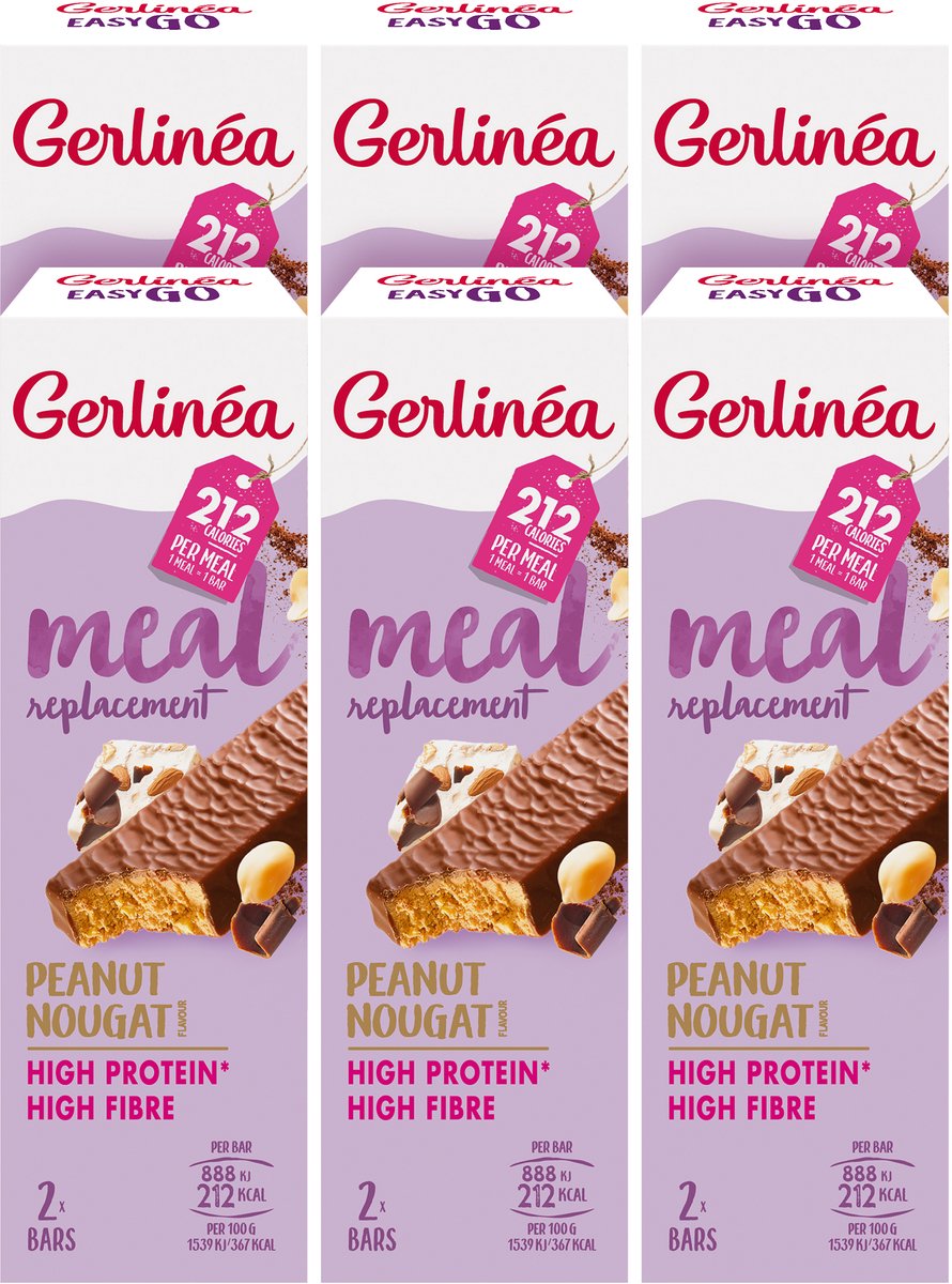 Goedkoopste Gerlinéa - easy go - pinda nougat - 6x2 st