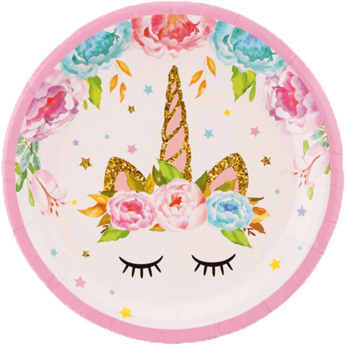 Kartonnen wegwerp bordjes – Unicorn Wimpers – 8 stuks – Wegwerpservies