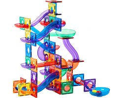 Magnetic Tiles - 100 Stuks - Magnetisch Speelgoed - Knikkerbaan - Magnetische Tegels - Montessori - Bouwstenen - Bouwblokken - Magna Wereld - Voor 3, 4, 5, 6, 7, 8, 9 Jaar, Kinderen - playnetix