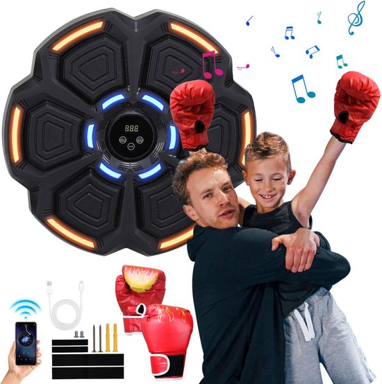 Boksmachine Binnen & buiten Music Boxing Machine Wandmontage Led 9 Boksmodi Bluetooth Thuisoefeningen Geschikt voor volwassenen en kinderen