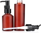 Allecto Plus – Bouteilles de lotion vides en Glas dépoli 120 ml – Pompe Zwart – Rangement cosmétique avec huile essentielle et Shampooing.