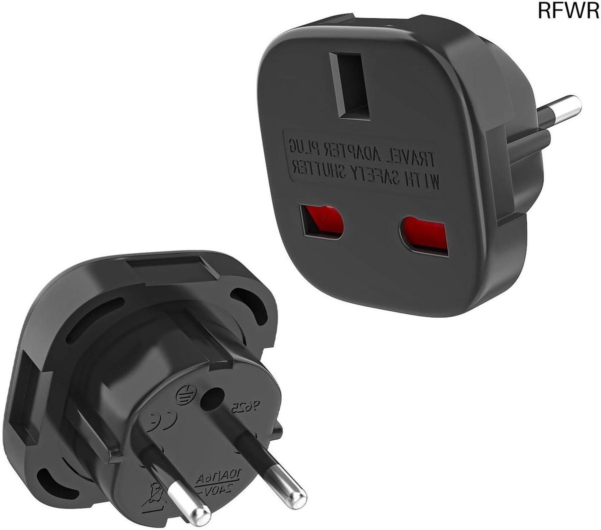 RFWR® 2 Stuks UK naar EU Stekkeradapter - Handige Reisadapter voor Europese Stopcontacten