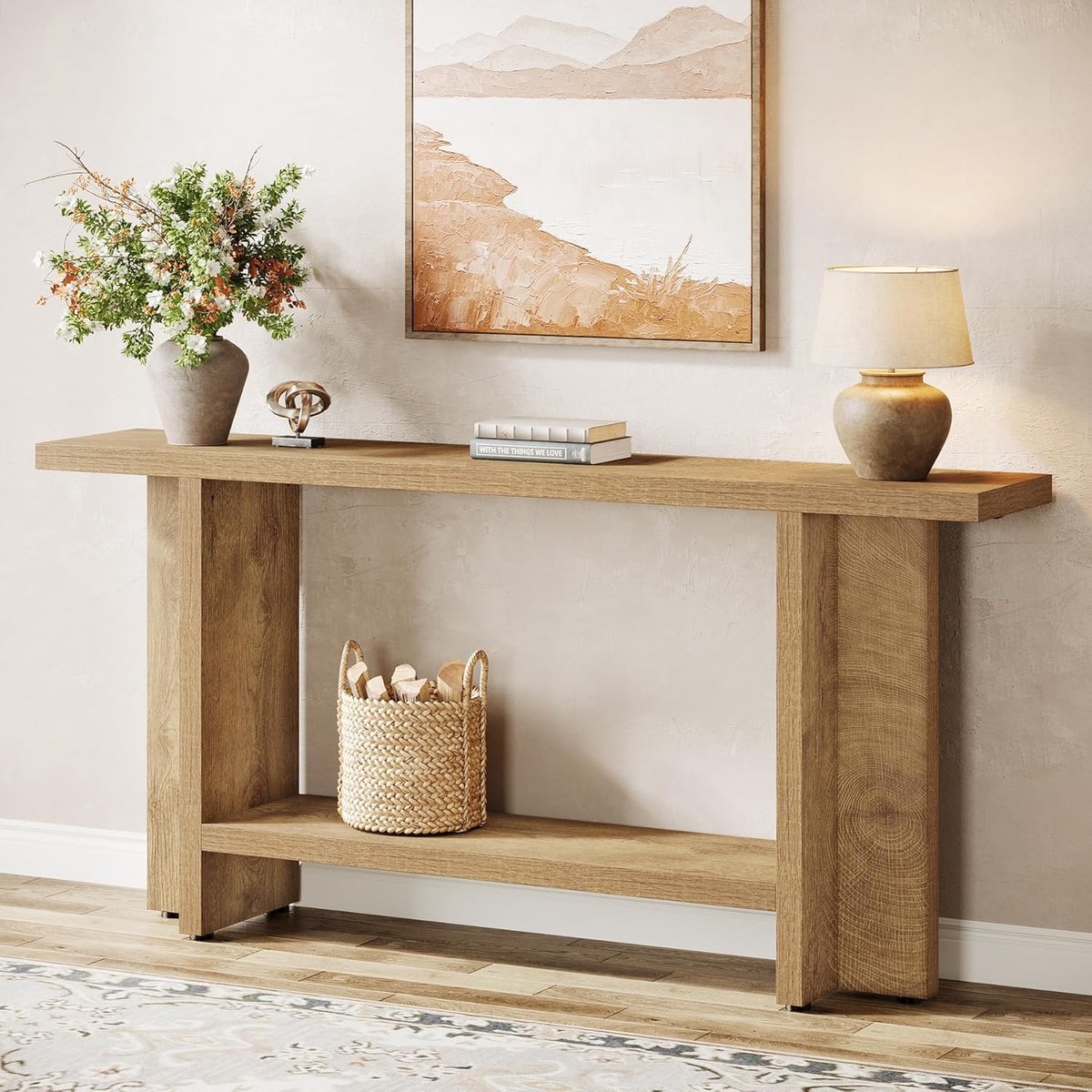 Tribesigns Consoletafe met Legplank- Sidetable - Bruin - 150 x 30 x 80 cm - Console Tafel voor Hal, Woonkamer, Entree, Foyer