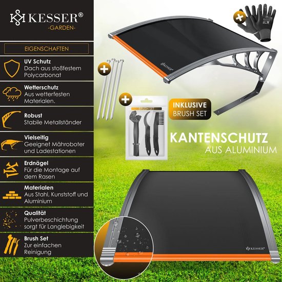 KESSER® Robotmaaier Garage Dak Carport Overkapping voor Robotmaaier Gazon Robot Automower Tuin Weerbestendige Robotmaaier Garage inclusief bevestigingsmateriaal, afmetingen 82 x 103 x 47 cm van Merkloos	 — afbeelding 4