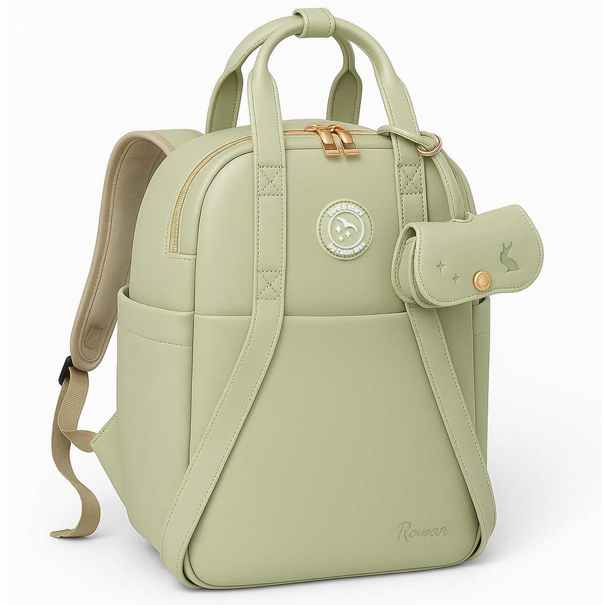 CabinMax Bird & Stars 20L Rugzak – Handbagage 40x20x25 cm – Onderstoel – Lichtgewicht – Laptopvak – Gerecycled materiaal – Sedum Groen