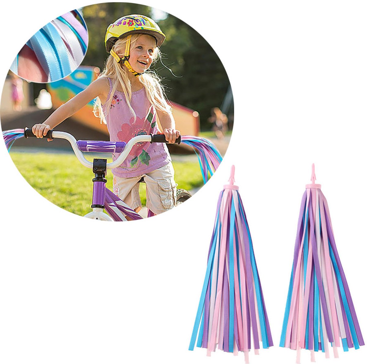 Handvatstreamers - Stuurslingers - Fiets Versiering Kinderen - Fiets Stuur Streamers - Prinsessen Franjes - Fiets Versiering - Stuurversiering Fiets - Handvat Streamers voor Meisjes - Stuurslingers voor Kinderfiets - 2 stuks - 27 cm - kleur