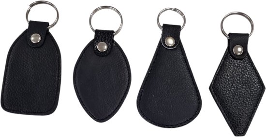 4 x Sleutelhanger Met Sleutelring Leer Sleutelhanger Sleutelhanger Leer - Zwart