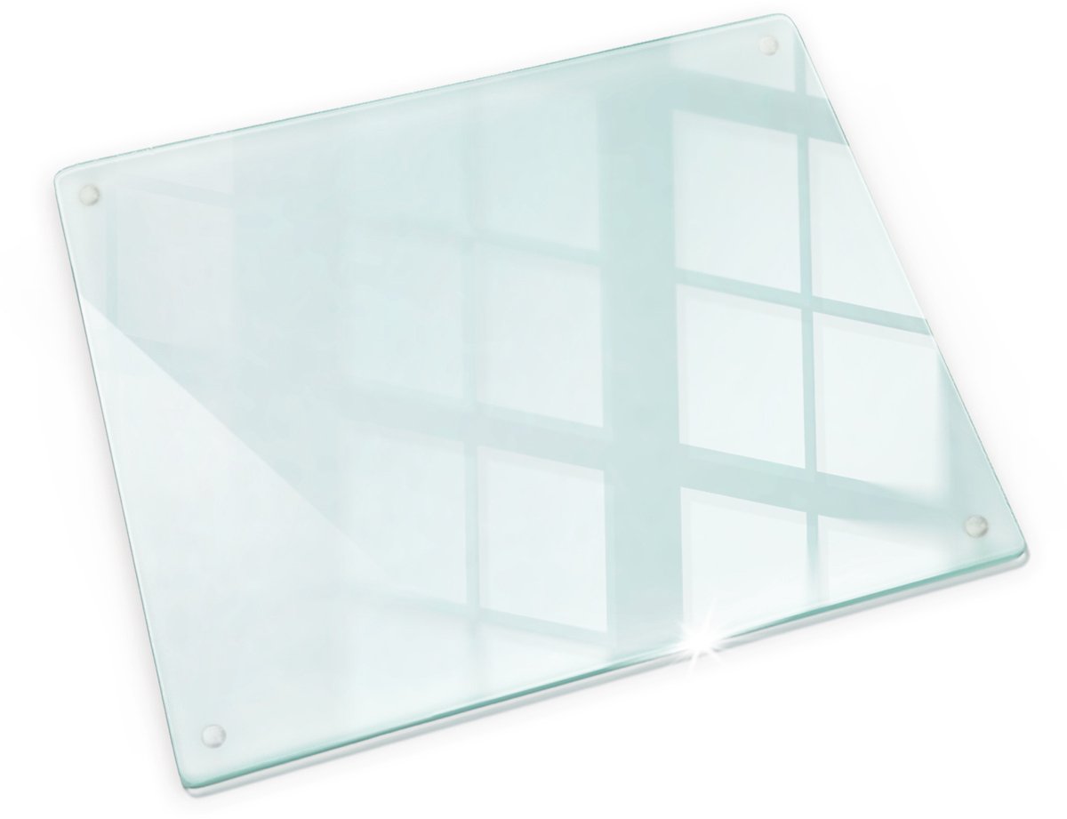 Tulup Glazen Snijplank - 60 x 52 cm - Anti-Slip Snijplanken - Rechthoekig Keukenbenodigdheden - Transparant Anti-Slip Snijplanken - Snijplank Glas