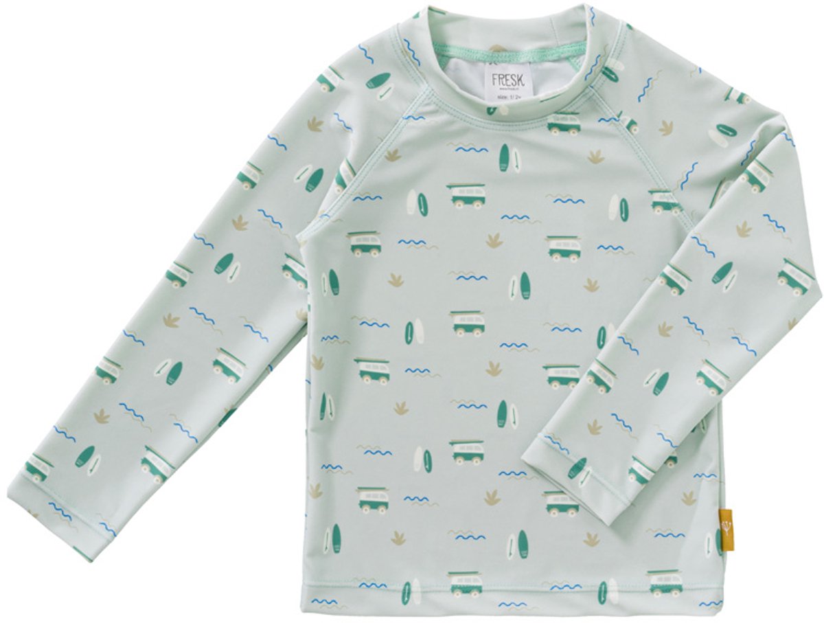Fresk Zwemshirt 62 - Sneldrogende Zwemkleding voor Kinderen - UPF 50 - Zwemshirt voor Jongens - Zwempak met Lange Mouwen - Groen - Surf Boy
