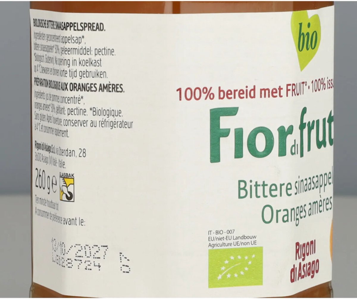 Fiordifrutta - Biologische Jam Bittere Sinaasappel - 6 x 250 gr - Voordeelverpakking