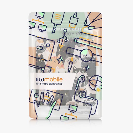 kwmobile e-reader hoesje geschikt voor Amazon Kindle Scribe (2024) hoes - E reader flip case met magnetische sluiting - Ereader cover - Katten design in oranje / zwart / wit van kwmobile — afbeelding 2