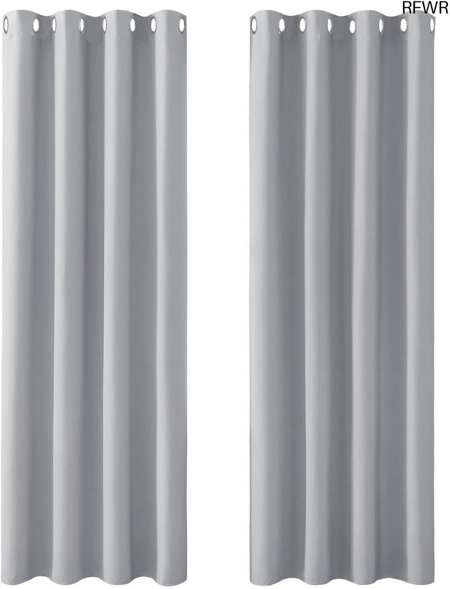 RFWR® Verduisterende Gordijnen 117x228 cm - 2 Stuks Zilvergrijs voor Woonkamer en Keuken