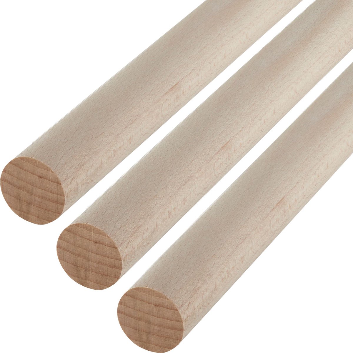 3 stuks SOTECH beuken ronde stokken glad Ø30 x 500 mm ronde houten stokken voor knutselen of als kapstok