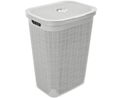 Wasmand 'Hessian' met deksel - 60 Liter - Box - lichtgrijs - Ventilatie
