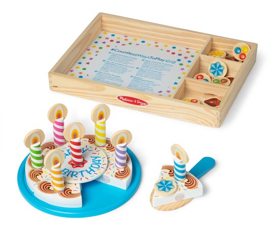 Melissa & Doug - Houten verjaardagstaart - 34-delig - Met opbergkist