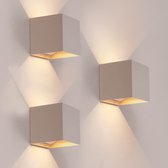 Lot de 3 appliques murales rechargeables USB beiges - Sans fil - Batterie 4000 mAh - Convient pour l'intérieur et l'extérieur