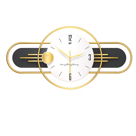 Luxaliving - wandklok industrieel Goud - Design Wandklok -L80 x B38CM - Stil uurwerk - Wandklokken - Klokken - Gouden Muurklok - Wandklok Modern - Metaal - Design Wandklok