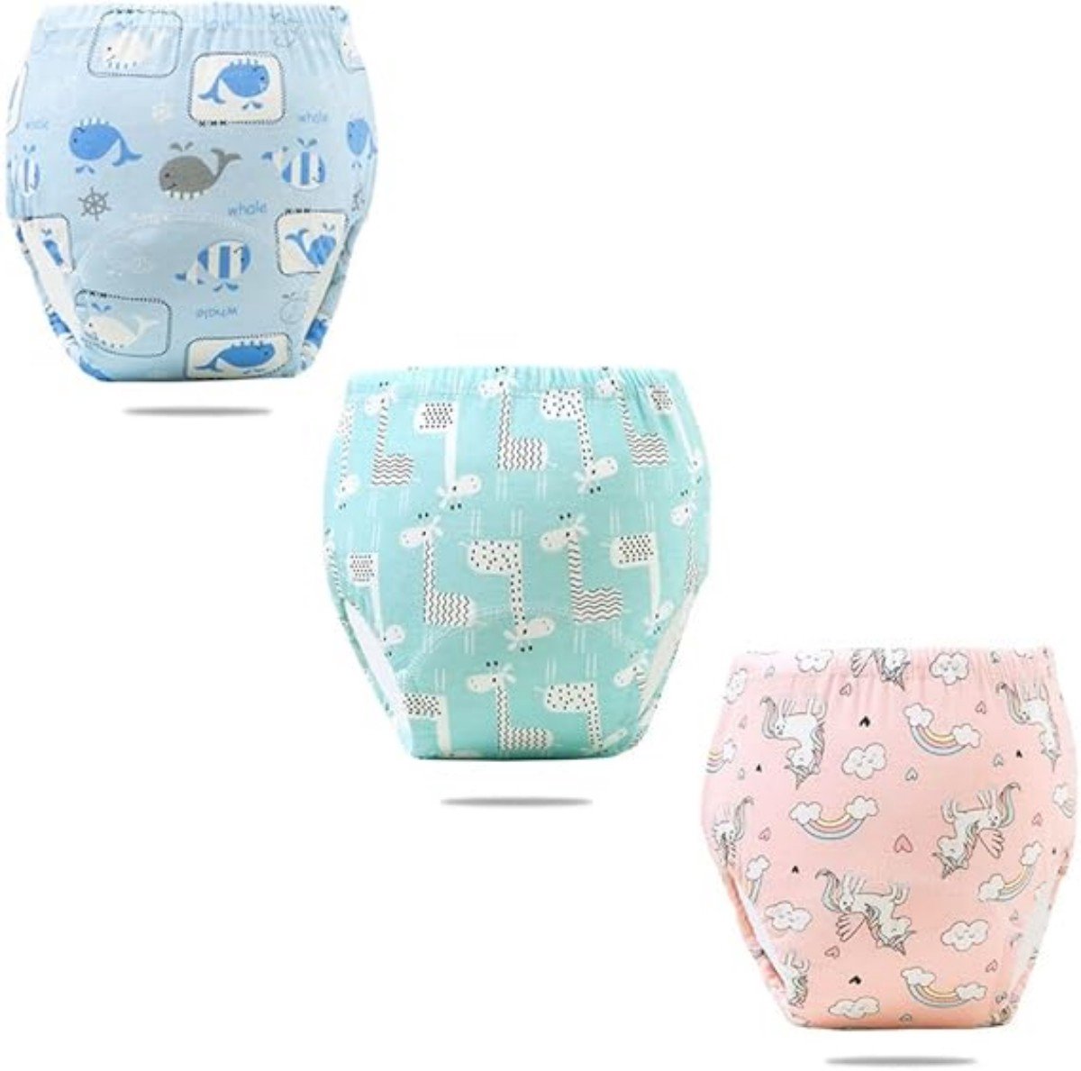 Baby trainingsbroekjes - 3-pack - S - maat 90 - geschikt voor kinderen tot 8,5 kg - taille 36 cm - been 20 cm - heup 42 cm - broeklengte 20 cm - trainingsbroekjes voor jongens en meisjes - wasbaar