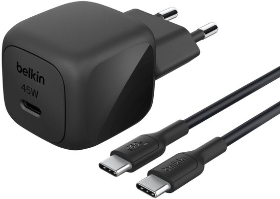 Belkin USB-C Wandlader 45 W met 1 m USB-C-naar-USB-C Kabel –Universeel - Zwart