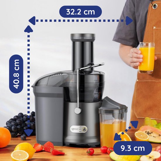 Safecourt Kitchen Juicer - Presse-agrumes pour légumes et fruits - Grande ouverture de remplissage - 3 vitesses - 1200 Watt
