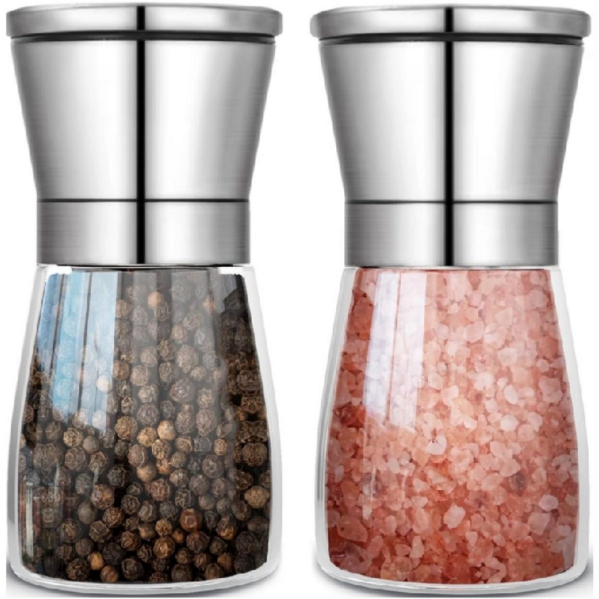 EXCITAT Pepermolen - Peper en zoutmolen set - kruidenmolens - met verstelbare keramische schijven - 2 stuks
