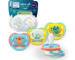 Philips Avent Ultra Air Day & Night – Glow-in-the-dark fopspeen – Extra luchtopeningen – 4 stuks - SCF349/56