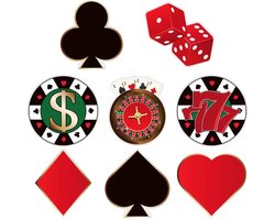 Casino feest uitsparingen - 40 stuks - Las Vegas thema - 15x15 cm
