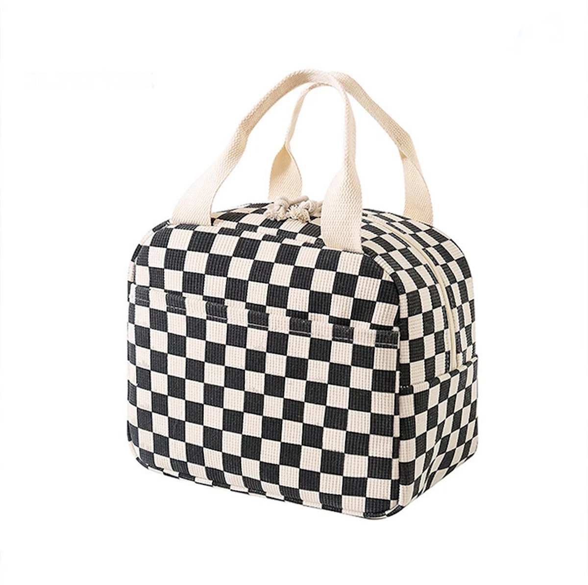 Corduroy Koeltas - Checker Zwart | 26 x 21 x 17 cm | Nylon | Lunchtas | Fashion Favorite