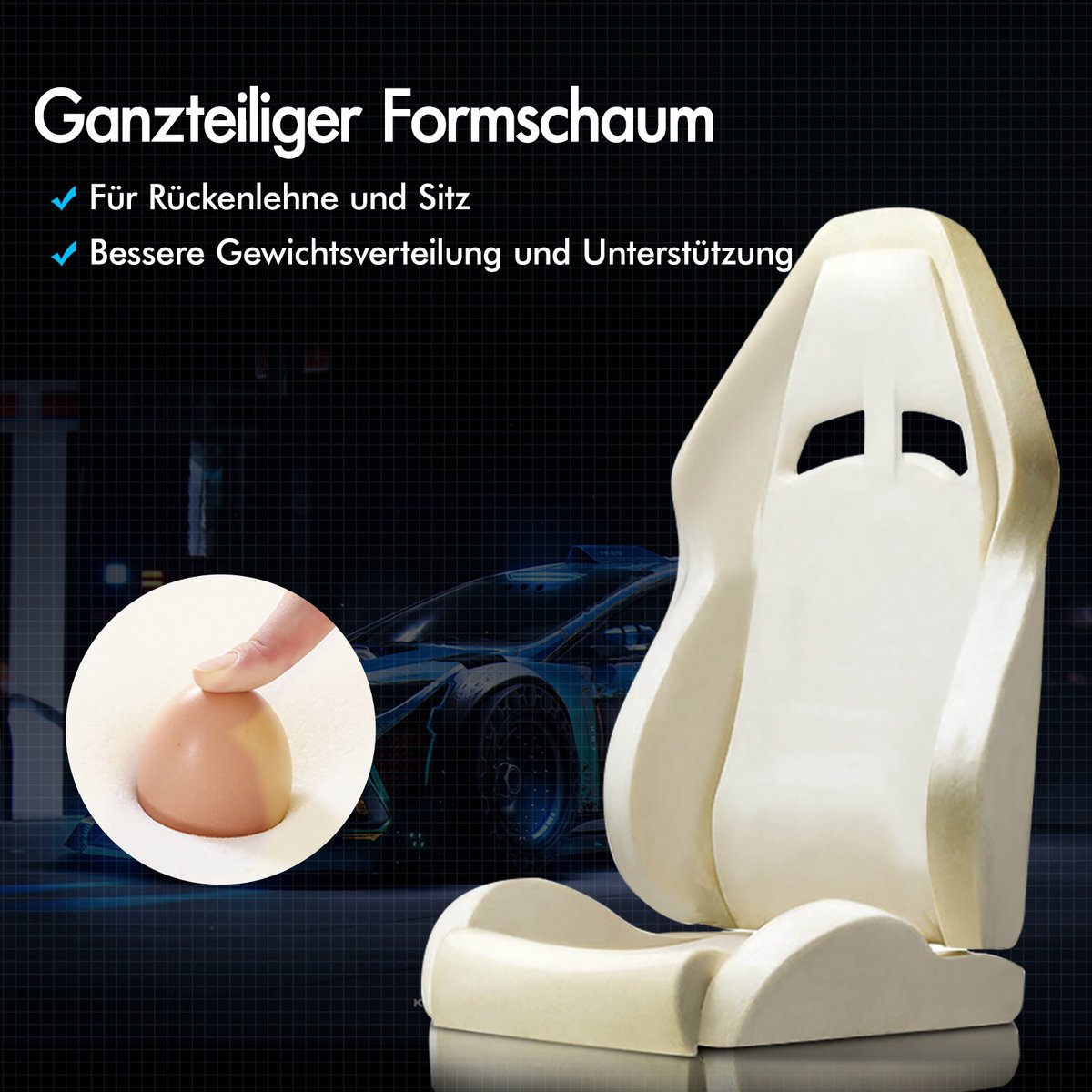 Afbeelding 3 van Gamestoel, 12 RGB LED-kleurenafstandsbediening, armleuningen met schuifrail, intrekbare voetsteun, 8-punt massage verstelbaar kussen