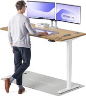 Desktronic HomePro Zit-sta Bureau Elektrisch In Hoogte Verstelbaar, 160x80 cm Massief Eiken/Wit, Stille Dubbele Motor, Hoogte 62-126cm