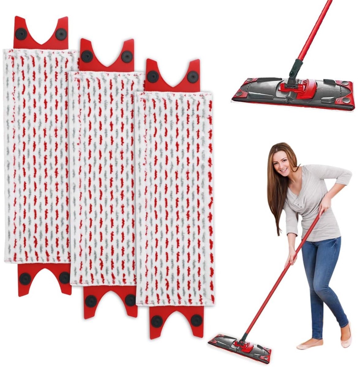 EXCITAT Mop Navullingen - 2-in-1 Absorberend - Verwijdert Vlekken - Houdt Vloeren Schoon - 3-Pack