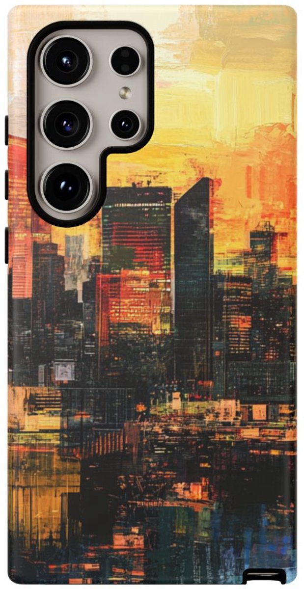 Abstracte Stedelijke Zonsondergang – Telefoonhoesje Geschikt voor Galaxy S24 Ultra