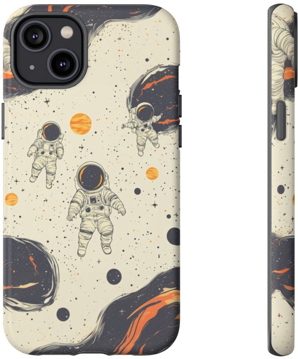 Astronauten en Kosmische Wolkenpatroon – Telefoonhoesje Geschikt voor iPhone 14 Plus