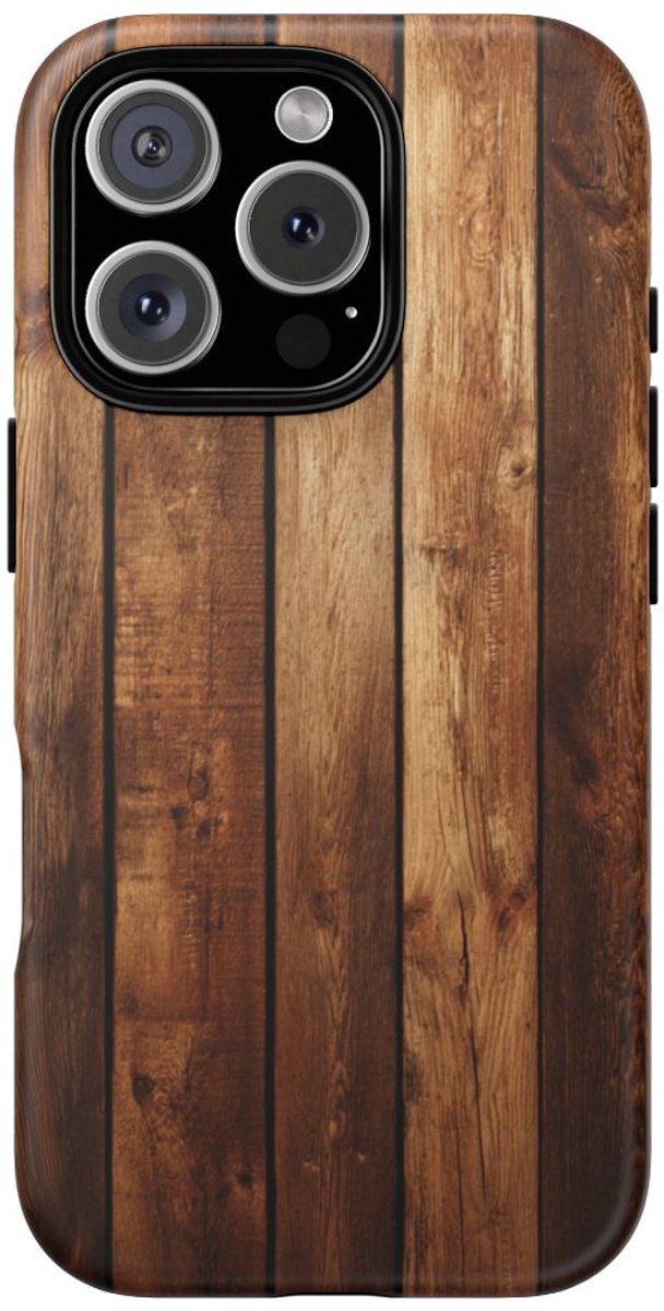 Rustiek Houten Plankenpatroon – Telefoonhoesje Geschikt voor iPhone 16 Pro