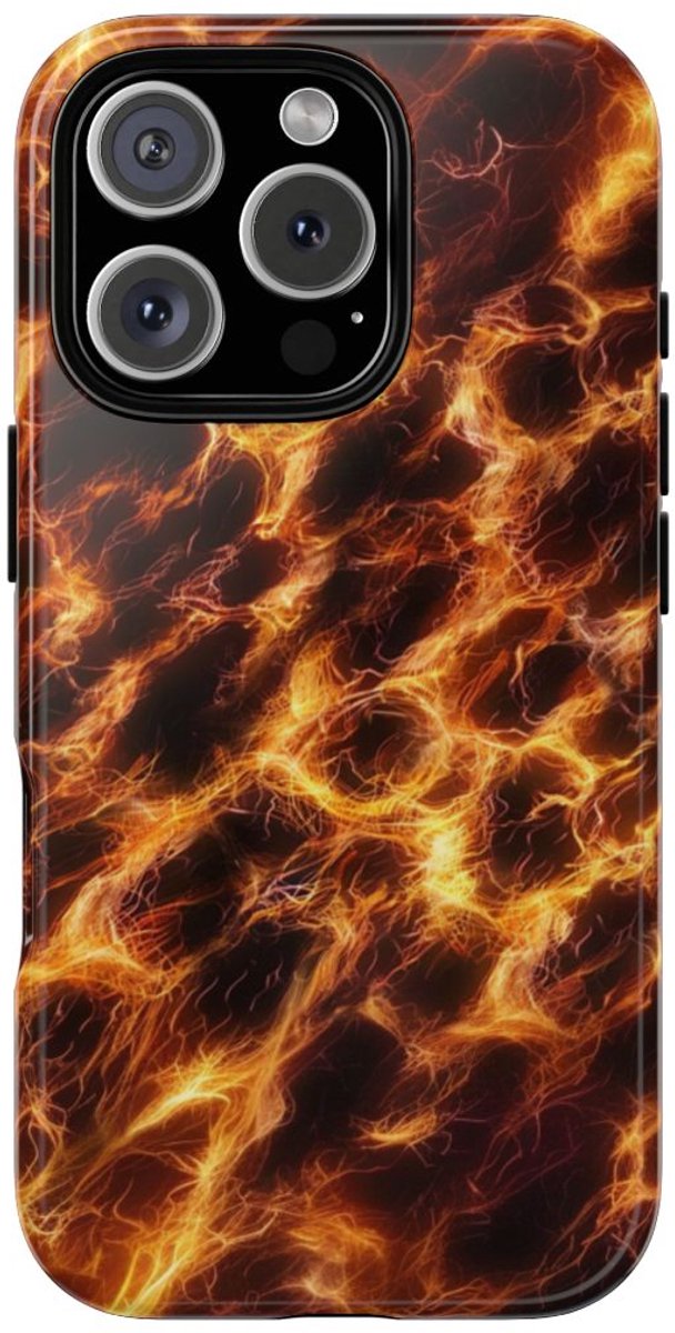 Gloeiende Vezelstructuur met Vurige Lijnen – Telefoonhoesje Geschikt voor iPhone 16 Pro