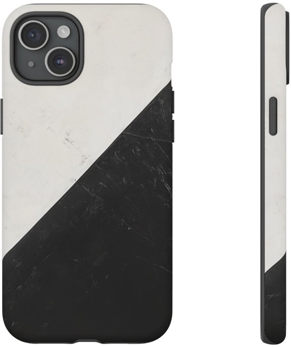 Zwart-Wit Vlag met Driehoeken – Telefoonhoesje Geschikt voor iPhone 15 Plus