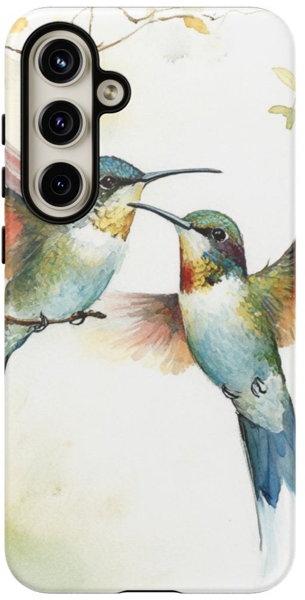 Aquarel Kolibries in Dans – Telefoonhoesje Geschikt voor Galaxy S24 Plus