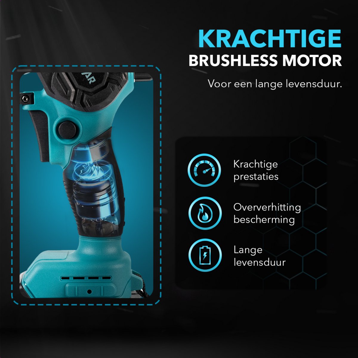ProXtar Mini Kettingzaag + Telescopische Steel - 6 Inch- Kettingzaag - Snoeizaag - Takkenzaag - Handzaag - Inclusief Opbergkoffer, 2 Accu's & 3 Kettingen - Automatische Kettingsmering - Brushless – foto 4