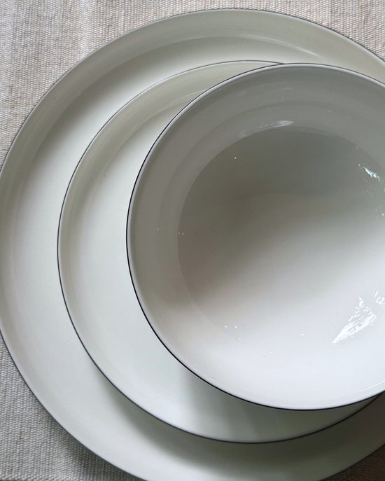 OZ Home Bavary Collection - 24-delig Porseleinen Serviesset - 6 Personen - Wit met Fijne Rand - Modern Tafelservies Set - Servies — afbeelding 5