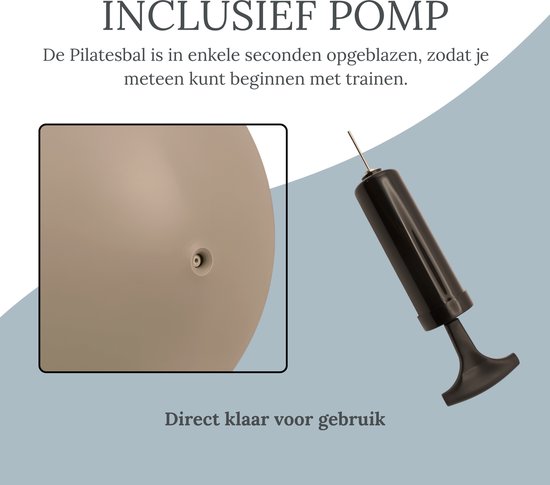 Stevige Pilates Bal 20 cm - Fitness bal - Yoga bal - Zachte bal - Trainingsbal - Sport Bal - Thuis sporten - Inclusief pomp - Taupe van Merkloos — afbeelding 3