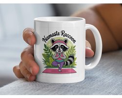 Namaste Raccoon Yoga Mug, Funny Animal Mug, Cute Raccoon Gift, Yoga Lover Gift, Cartoon Raccoon Present, Unique Raccoon Illustration
