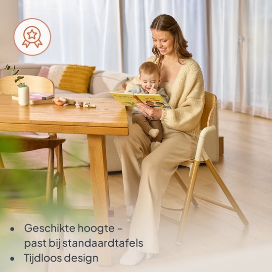 Chaise haute en bois Lionelo Celia 3 en 1 – De Bébé à adulte – Siège et repose-pieds réglables – Harnais 5 points – Revêtement en Eco– Comprend BabySet et plateau – Capacité de charge jusqu'à 90 kg
