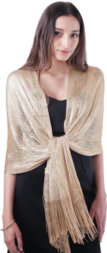 Dames avond wikkel stola sjaal voor jurken sprankelende metallic sjaals voor bruiloften, feesten, bruidsmeisjes, gala's