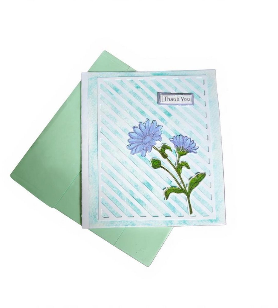 40% discount: Elegante Handgemaakte Bedankkaart met Blauwe Bloemen – Blanco Binnenkant – Inclusief Passende Envelop (Elegant Handmade Thank You Card with Blue Flowers – Blank Inside – Includes Matching Envelope)