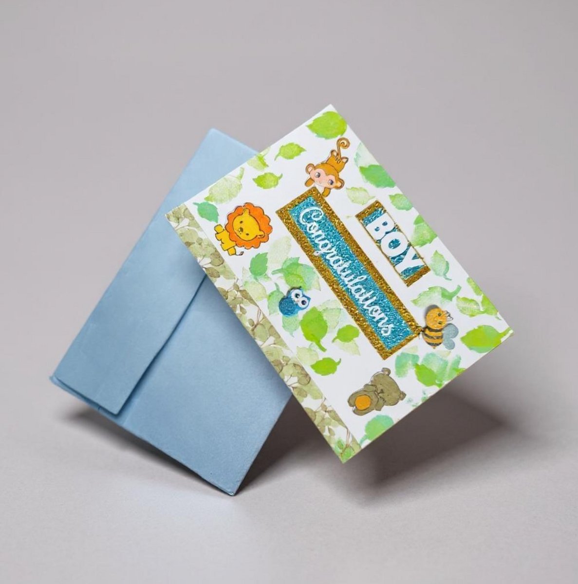 40% discount: Baby Jongen Felicitatiekaart – Schattig Dierendesign – Inclusief Blauwe Envelop – Geboortekaart voor Babyshower of Geboorte (Baby Boy Congratulations Card – Cute Animal Design – Blue Envelope Included – Newborn Greeting Card )