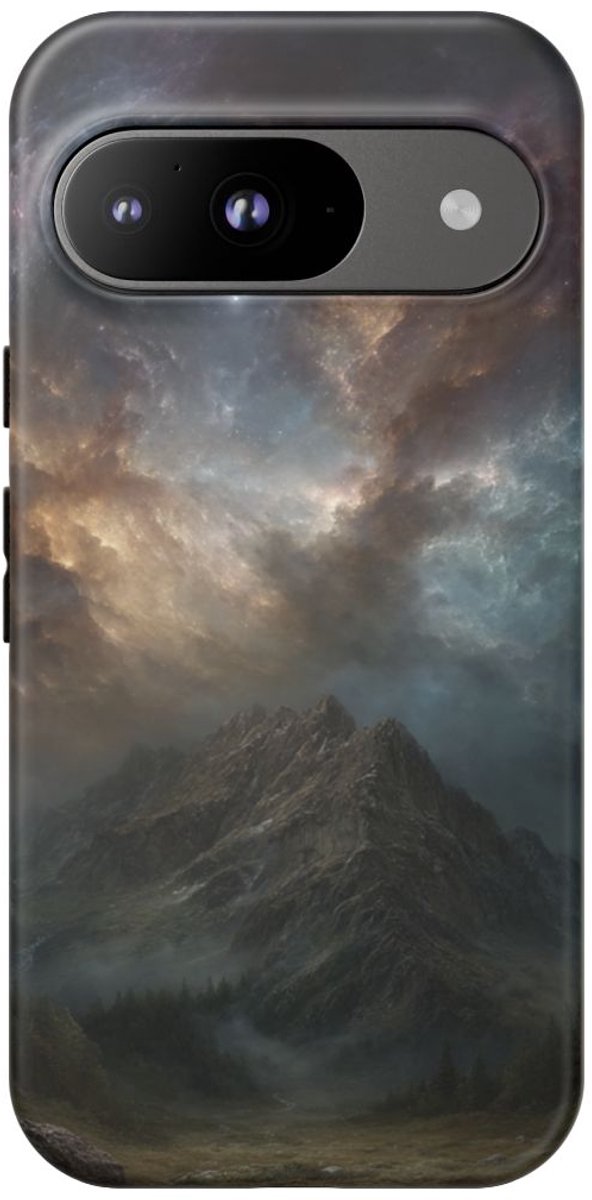 Majestueuze Bergtop met Kosmische Lucht – Telefoonhoesje Geschikt voor Pixel 9