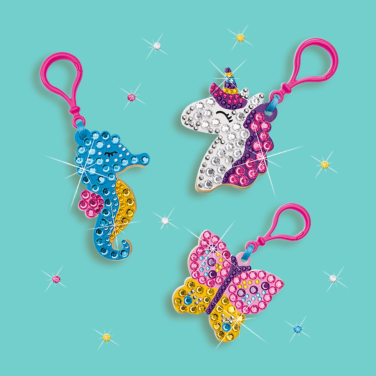 SES Creative - Hobby Pink - Diamond Painting - Houten Sleutelhangers - Knutselen Meisjes - 560 Diamant Stickers en 6 Kleuren Verf - Vanaf 5 jaar — afbeelding 3