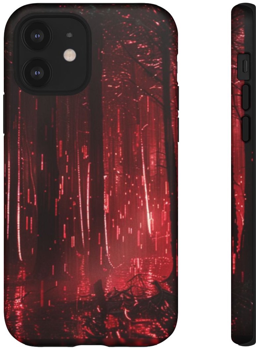 Donkerrood Verlichte Bos – Telefoonhoesje Geschikt voor iPhone 12