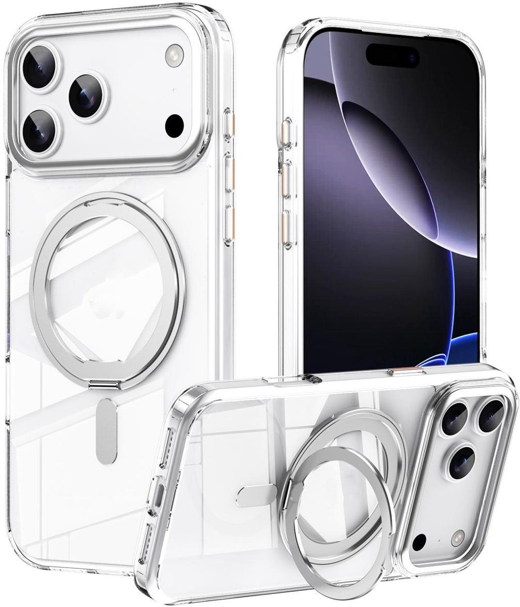 Mobigear Hoesje geschikt voor Apple iPhone 17 Pro MagSafe Telefoonhoesje Hardcase | Mobigear Frosted Mag Backcover met Standaard | Geschikt voor MagSafe | Geschikt voor Draadloos Opladen met Magnetische Ring | Geschikt voor MagSafe Case - Zilver